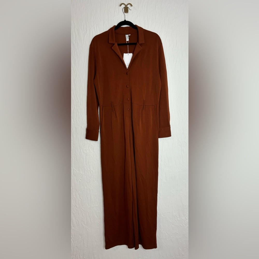 NWT & other stories Brown Wide leg long sleeve jumpsuit size 8